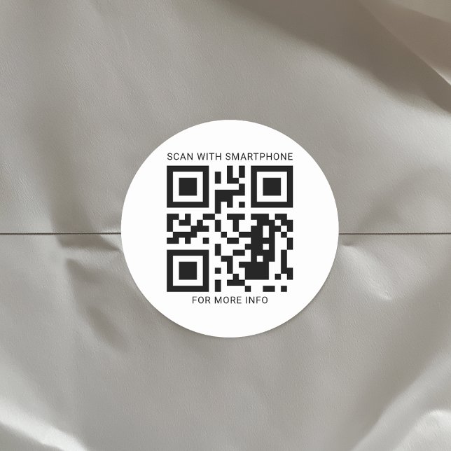 Código QR personalizado Crie o seu próprio adesivo (Modern Business QR Code Classic Circle White Sticker)