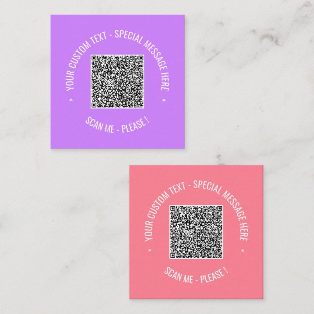 Código QR personalizado e Cartão de visita de text (Frente/Verso)