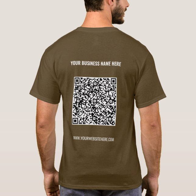 Código QR personalizado e texto para sua camisa co (Verso)