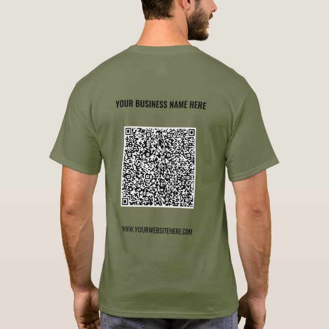 Código QR personalizado e texto para sua camisa co (Verso)