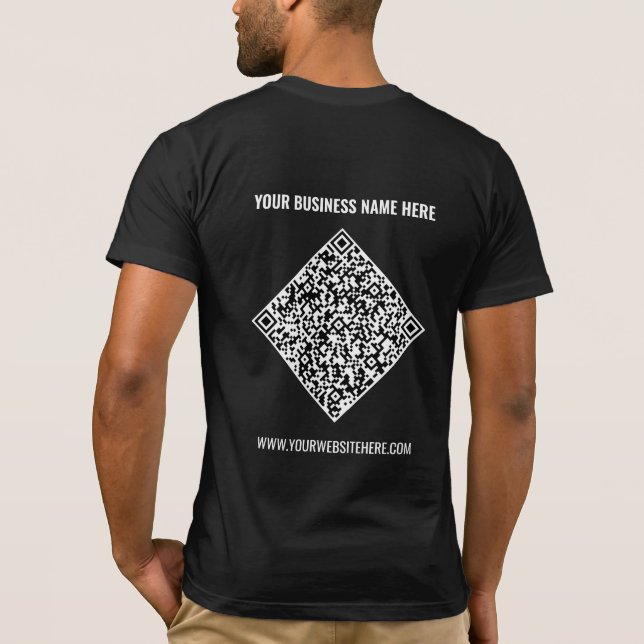 Código QR personalizado e texto para sua camisa co (Verso)