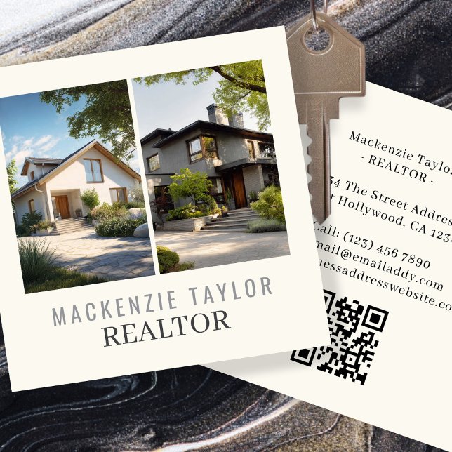 Código QR Personalizado Profissional Foto Realtor  (Realtor 2 Photo Professional Personalized QR Code by Ricaso. Estate agent business cards. )