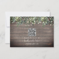 Código QR Plano de Madeira Botânica RSVP Casamento
