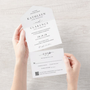 Código QR Preto e Branco Clássico Casamento Elegan
