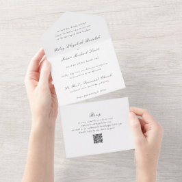 Código QR Preto e Branco Limpo Casamento Elegante