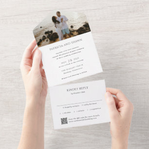 Código QR Preto e Branco Simples Casamento Elegant