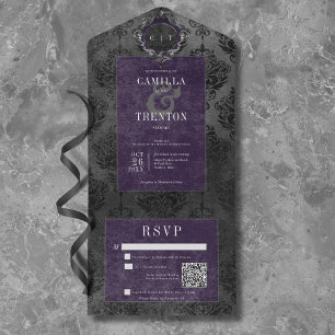 Código QR preto e roxo preto e gótico escuro
