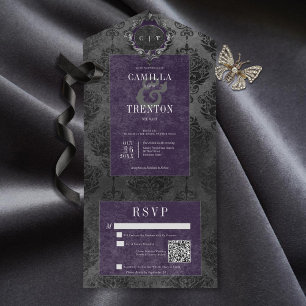 Código QR preto e roxo preto e gótico escuro