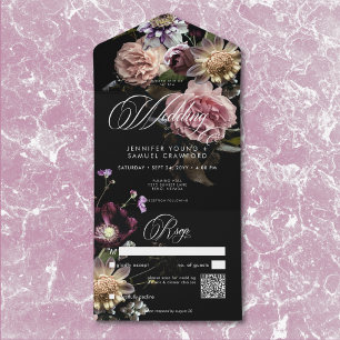 Código QR Preto Floral Opulente do Pastel Motivo E