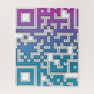 Código QR - Quebra-cabeça de serra azul roxa