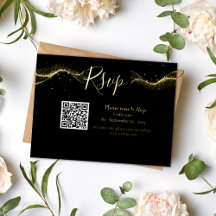 Código Qr real preto de casamento e ouro rsvp