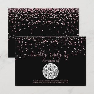 Código QR Rosa preto cor-de-rosa brilhante RSVP d