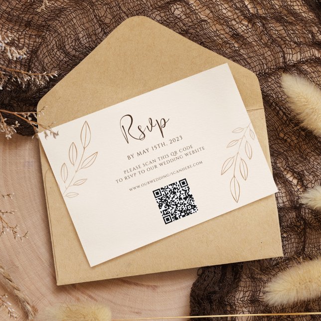 Código QR RSVP de Casamento de Boho Laranja Queima (Burnt Orange Boho Wedding RSVP QR Code)
