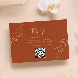 Código QR RSVP de Casamento de Boho Moderno Laranj