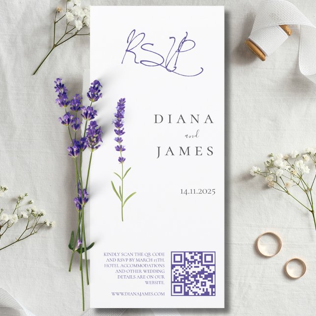 Código QR RSVP de Casamento de Lavanda na moda (Stylish Lavender Wedding RSVP QR code)