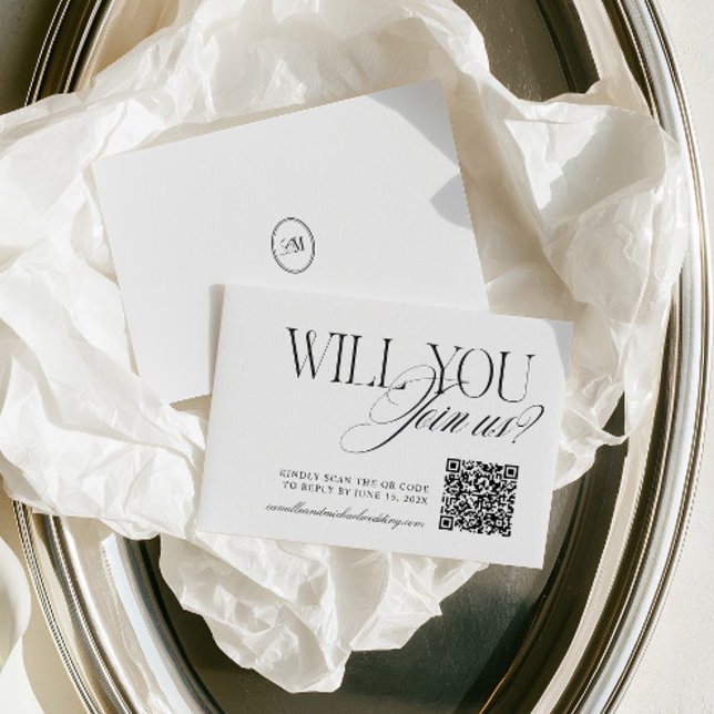 Código QR RSVP de Casamento Minimalista Moderno (QR Code Modern Minimalist Wedding RSVP Card)