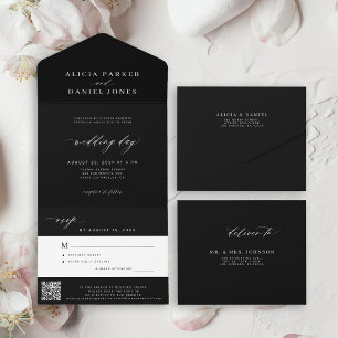 Código QR RSVP de Casamento Negro Elegante