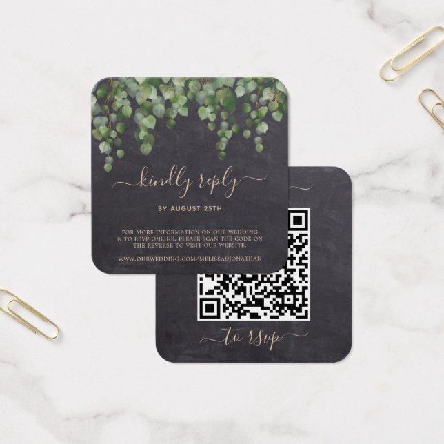 Código QR RSVP de Código de Casamento Botânico Rus (Escritótio)