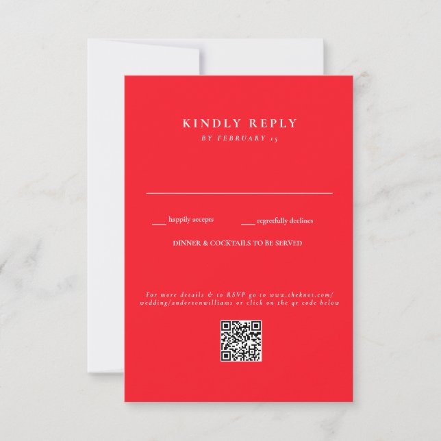 Código QR RSVP de Código de Casamento Vermelho Mod (Frente)