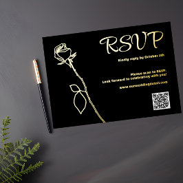 Código QR RSVP de código de Rosa preto e Dourado C