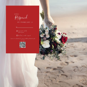 Código QR RSVP do Casamento Moderno Vermelho