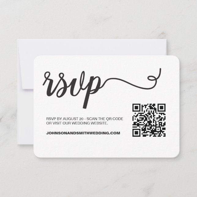 Código QR RSVP do Site de Casamento Chic Simples (Frente)