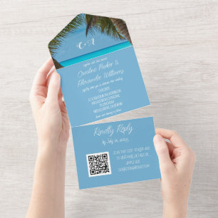 Código QR RSVP Elegante de Destino de Praia Tropic