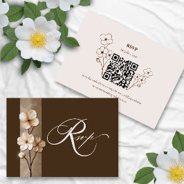 Código QR RSVP Floral Bege Areia Desenhado à Mão