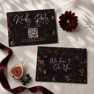 Código QR RSVP Floral Botânico Borgonha Temperamen
