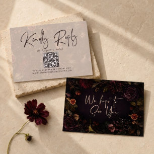 Código QR RSVP Floral Botânico Borgonha Temperamen