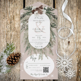 Código QR Rustic Tan Pine Winter Sparkle