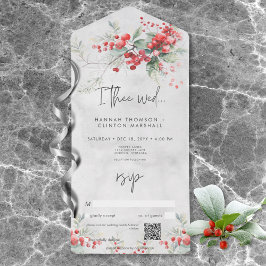 Código QR Rustic Winter Holly & Pine Wedding