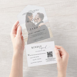Código QR Script Romântico Casamento de Foto Branc
