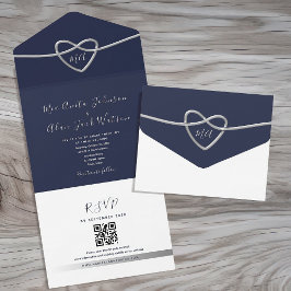 Código QR Simples de Casamento Azul Marinho