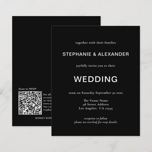 Código QR Simples Orçamento Convite para Casamento (Frente/Verso)