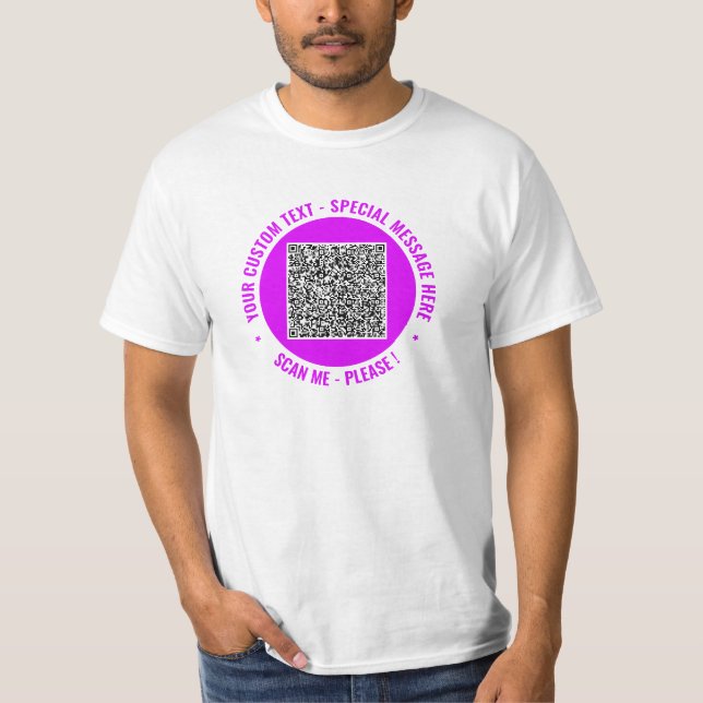 Código QR T-Shirt com Texto Personalizado e Suas C (Frente)