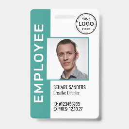 Código QR Teal Logotipo corporativo Crachá de foto