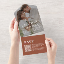 Código QR | Terracotta Simple Overlay Casamento Fo