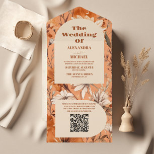 Código QR Terracotta Watercolor Flores Selvagens C