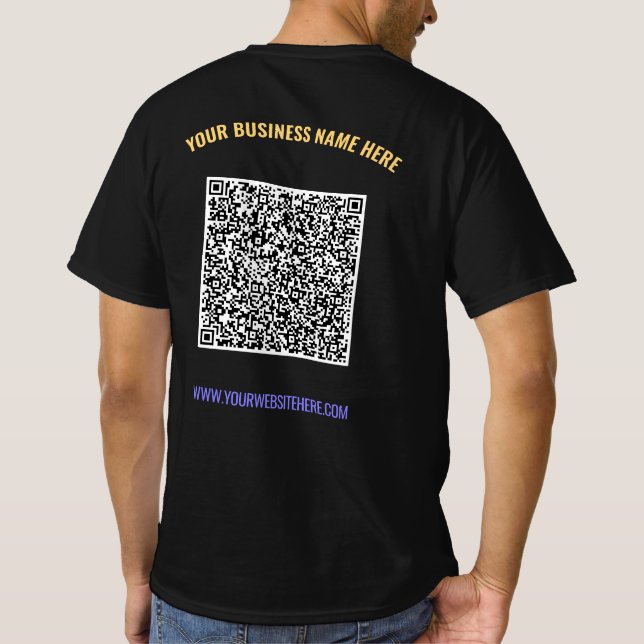 Código QR Texto personalizado de Camisa de Negócio (Verso)