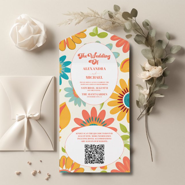 Código QR Tipografia Retro Casamento Sol de Verão (Criador carregado)