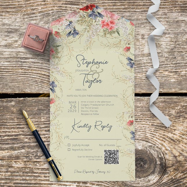 Código QR Verde Azul Boho e Rosa Floral (Criador carregado)