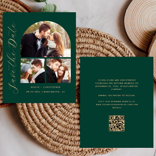 Código QR Verde de Arch 3 Fotografias Salve a Data