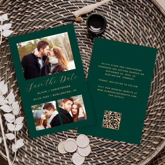 Código QR Verde de Colagem de 3 Fotos do Orçamento (Criador carregado)