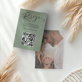 Código QR Verde Sálvia Única RSVP Casamento