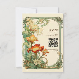 Código QR Vintage Retro Art Nouveau Botânico RSVP