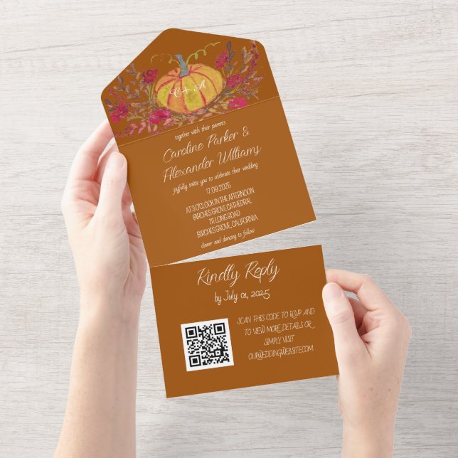 Código QR Whimsical do Script RSVP do Terracotta E (Aba destacável)
