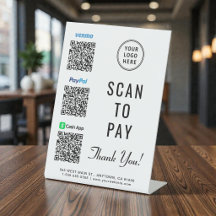 Códigos QR Logotipo Paypal Venmo CashApp Scan para
