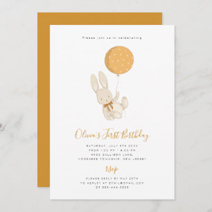 Coelhinha com um Convite de Aniversário para Balõe