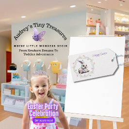 Coelhinho de Páscoa com cesta de Ovos com Etiqueta